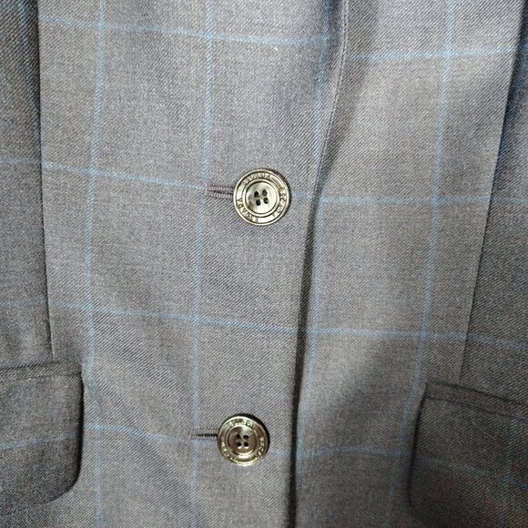 Escada Margaretha Ley Blazer Women 34 Blue Check 100% Cashmere Two-Button Jacket - Picture 12 of 14